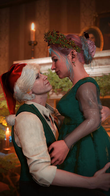 Astarion and Ravioli celebrating the holidays at home.