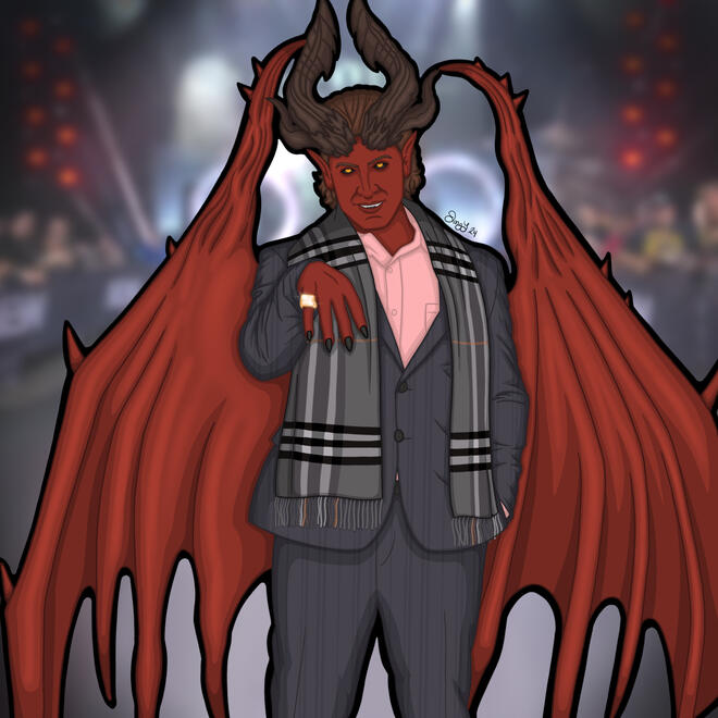 Raphael from BG3 dressed as MJF